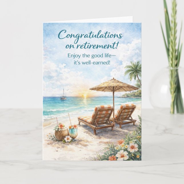 Retirement Beach Greeting Card (Front)