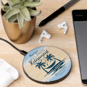 Retirement Beach Hammock Palm Trees Wireless Charger