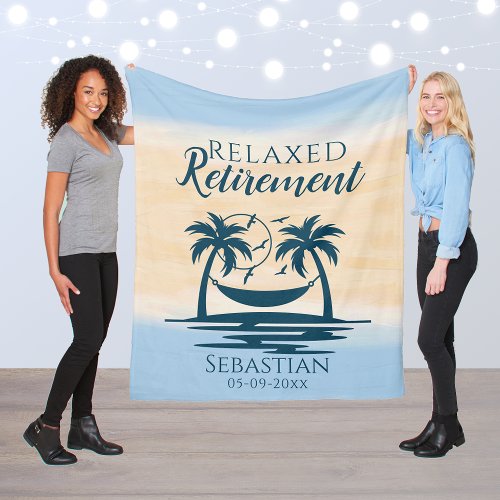 Retirement Beach Hammock Relax Fleece Blanket