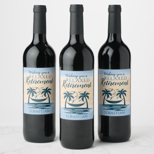 Retirement Beach Hammock  Wine Label