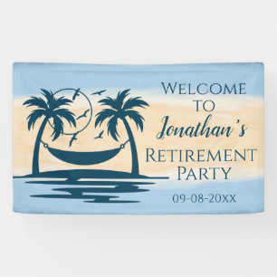 Retirement Beach Palm Trees Hammock Party Welcome Banner