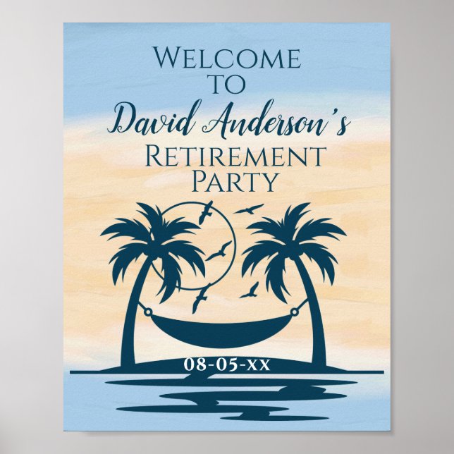 Retirement Beach Palm Trees Party Welcome  Poster (Front)
