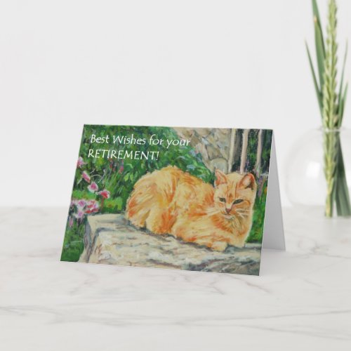 Retirement Best Wishes Card Ginger Cat Card