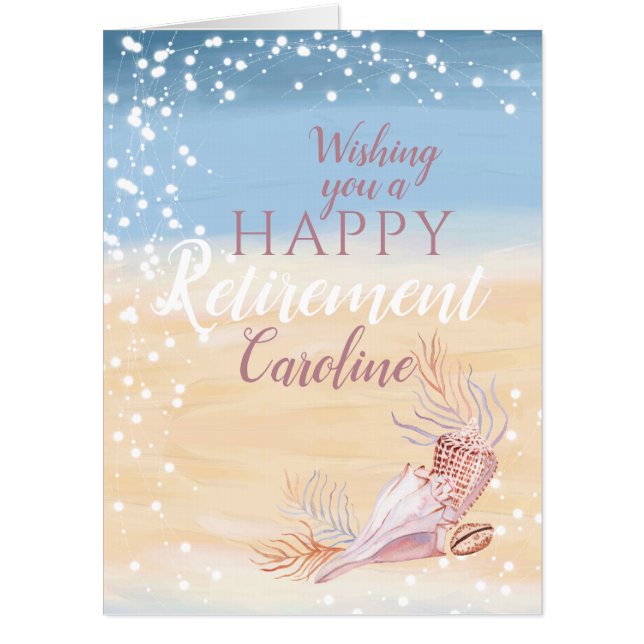 Retirement Big Beach Coastal Seashell  Card (Front)
