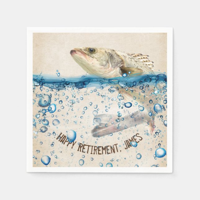 Retirement big fish in water napkins (Front)