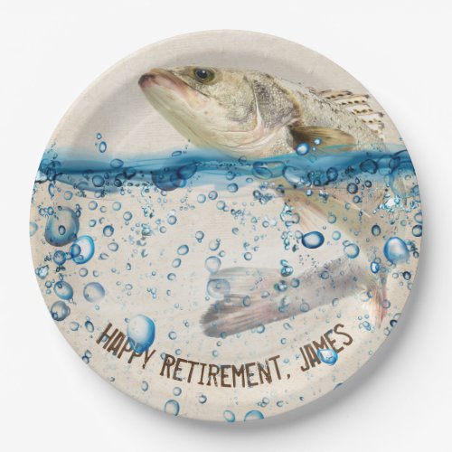 retirement big fish jumping out of water paper plates