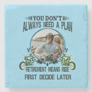 Retirement Biker Dad Custom Picture Stone Coaster