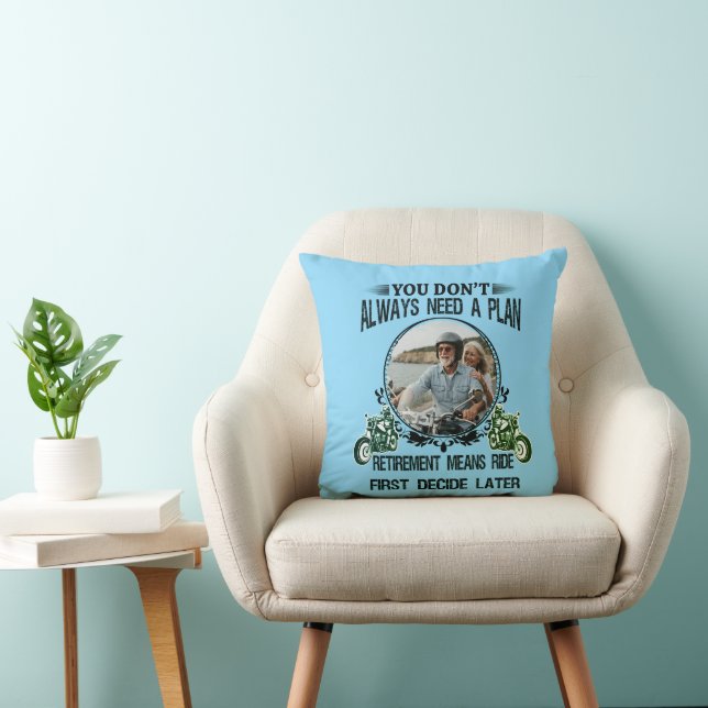 Retirement Biker Dad Custom Picture Throw Pillow (Chair)