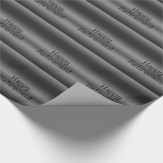 Retirement, black and silver , gift wrap. wrapping paper (Corner)