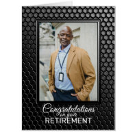 Retirement Black Geometric Pattern Custom Photo