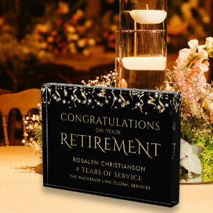Retirement Black Gold Confetti Years of Service Pl Photo Block