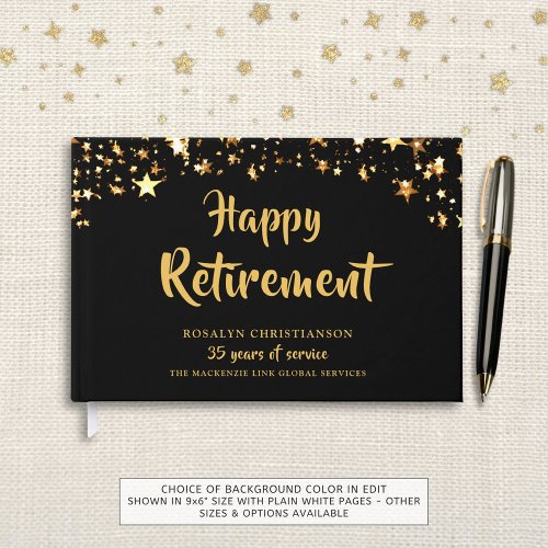 Retirement Black Gold Stars Years of Service Name