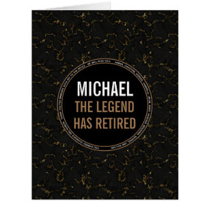 Retirement black marble men name cards
