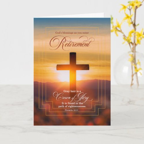 Retirement Blessings Christian Cross and Proverbs Card