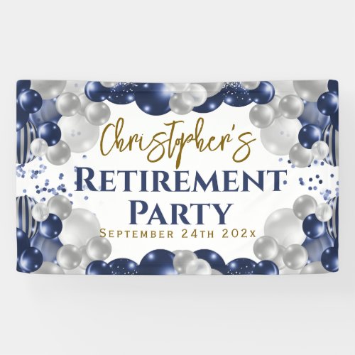 Retirement Blue Balloons Party Welcome Banner