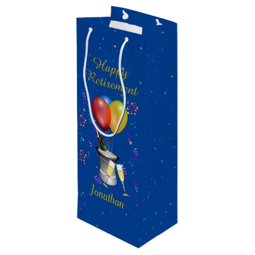 Retirement Blue Celebration Sparkling  Wine Gift Bag