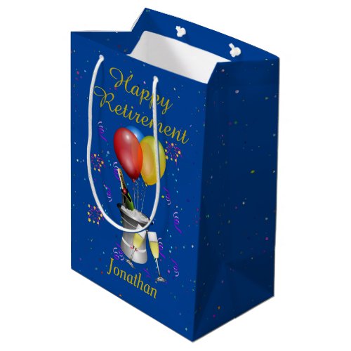 Retirement Blue Celebration Sparkling Wine   Medium Gift Bag