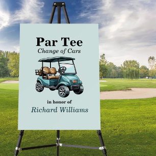 Retirement Blue Golf Cart Par Tee Themed  Foam Board