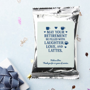 Retirement Blue Typography Coffee Latte Hearts Drink Mix