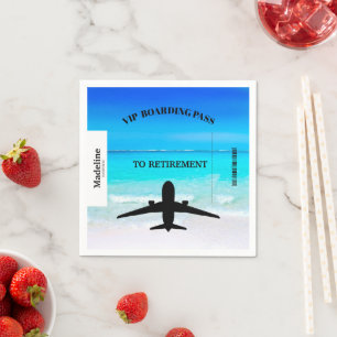 Retirement Boarding Pass Destination Beach Scene  Napkins