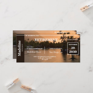 Retirement Boarding Pass Tropical Sunset