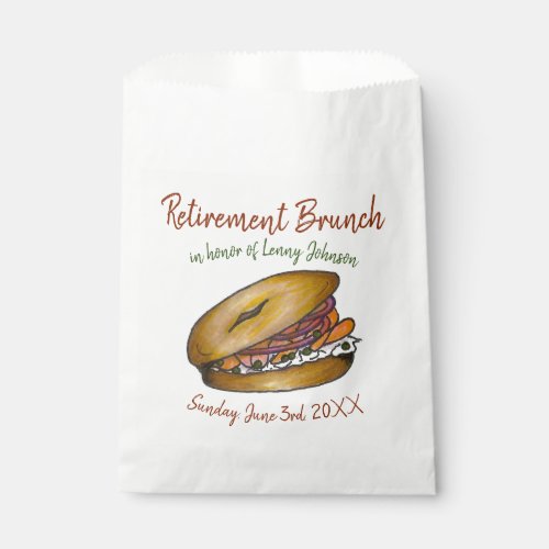 Retirement Breakfast Brunch Bagel Lox Capers Onion Favor Bag