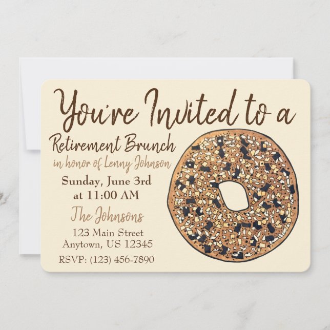 Retirement Breakfast Brunch Everything Bagel Invitation (Front)
