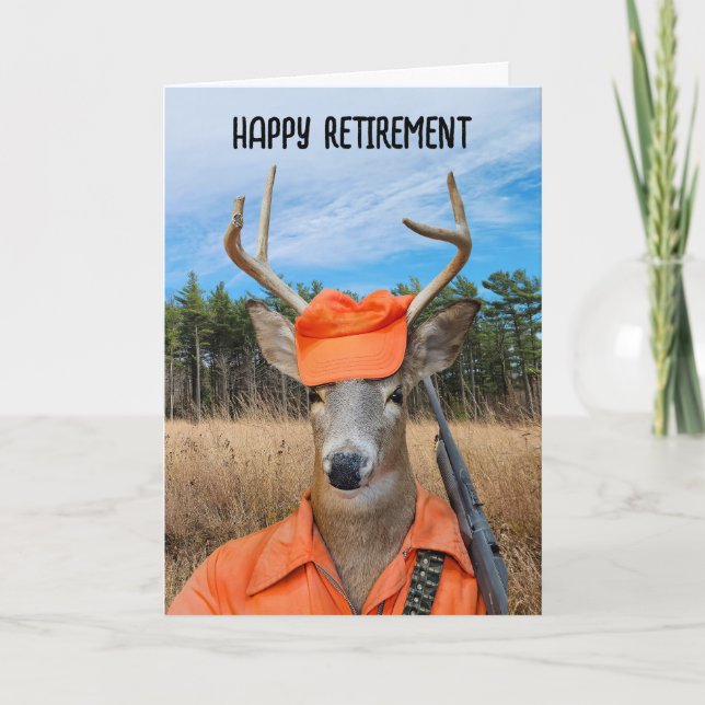 Retirement Buck Hunter With Rifle Card (Front)