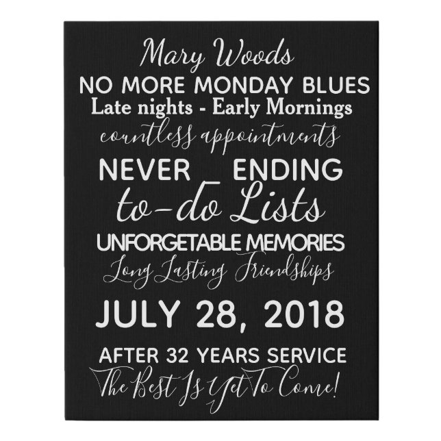 Retirement canvas add your own wording (Front)