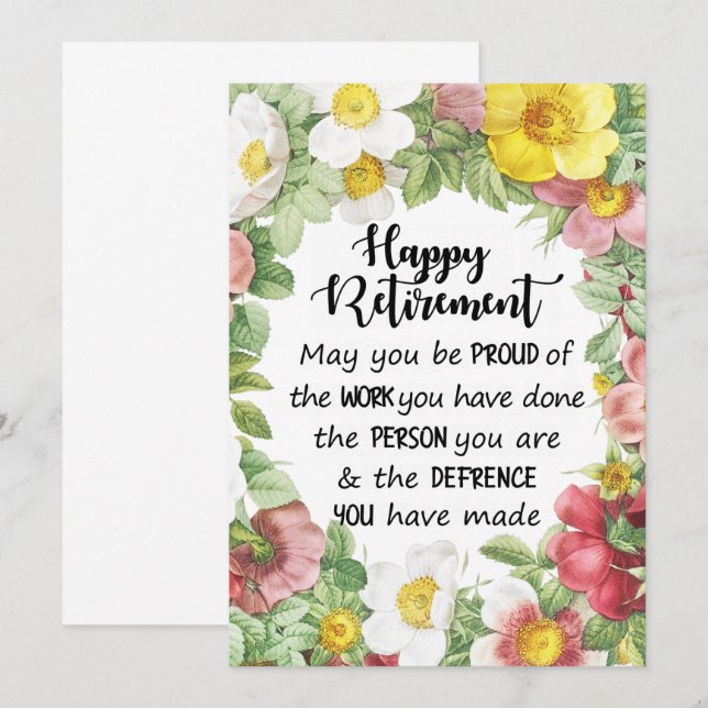 Retirement Card, Leaving Work Card, Card Retraite (Front/Back)