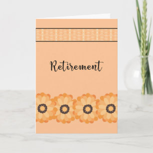 Retirement Card, Orange with Flowers Card