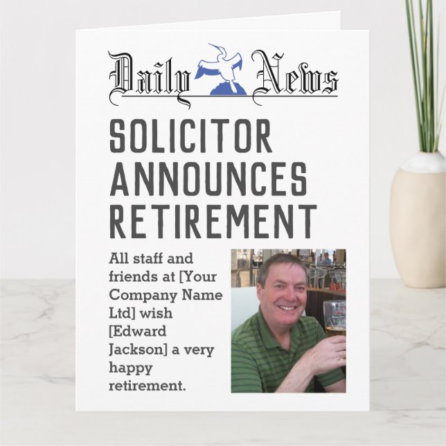 Retirement Card to Personalise Requester (Front)