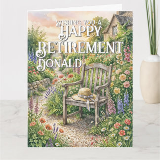 Retirement Card with Cottage Garden Illustration