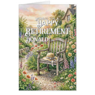Retirement Card with Cottage Garden Illustration