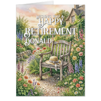 Retirement Card with Cottage Garden Illustration
