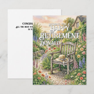 Retirement Card with Cottage Garden Illustration