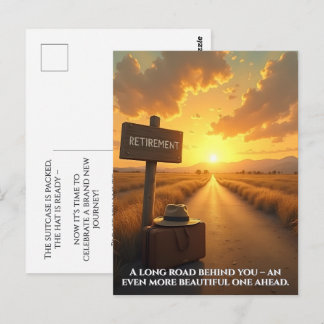 Retirement Card with Sunset Road and Quote Design