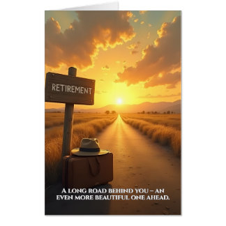 Retirement Card with Sunset Road and Quote Design