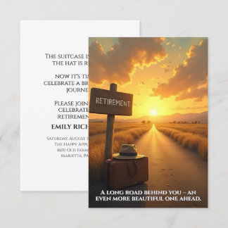 Retirement Card with Sunset Road and Quote Design