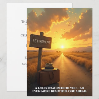 Retirement Card with Sunset Road and Quote Design