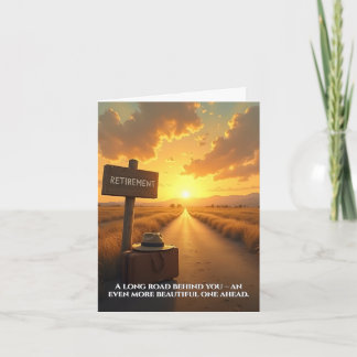 Retirement Card with Sunset Road and Quote Design