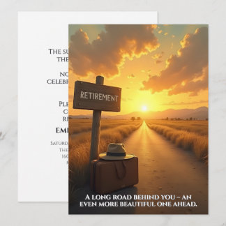 Retirement Card with Sunset Road and Quote Design