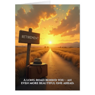 Retirement Card with Sunset Road and Quote Design