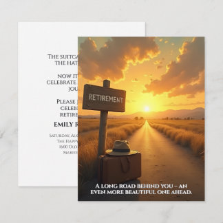 Retirement Card with Sunset Road and Quote Design