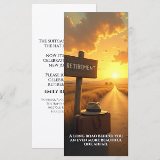 Retirement Card with Sunset Road and Quote Design