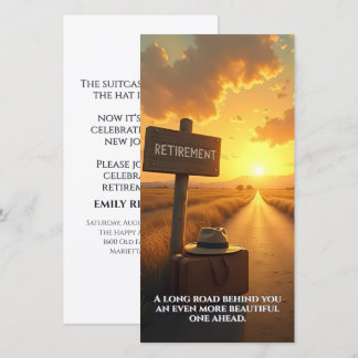 Retirement Card with Sunset Road and Quote Design