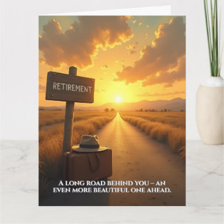Retirement Card with Sunset Road and Quote Design