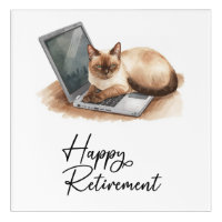 Retirement Cat is sitting on laptop