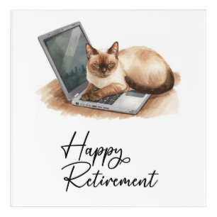 Retirement Cat is sitting on laptop Acrylic Print