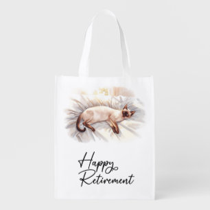 Retirement Cat is sleeping  Grocery Bag